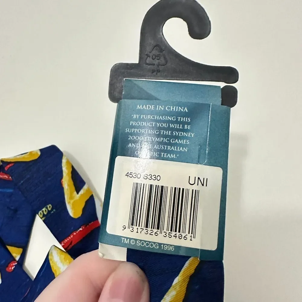 Sydney 2000 Olympics Necktie Mens Blue Yellow Torch Rings‎ Millennium Collection